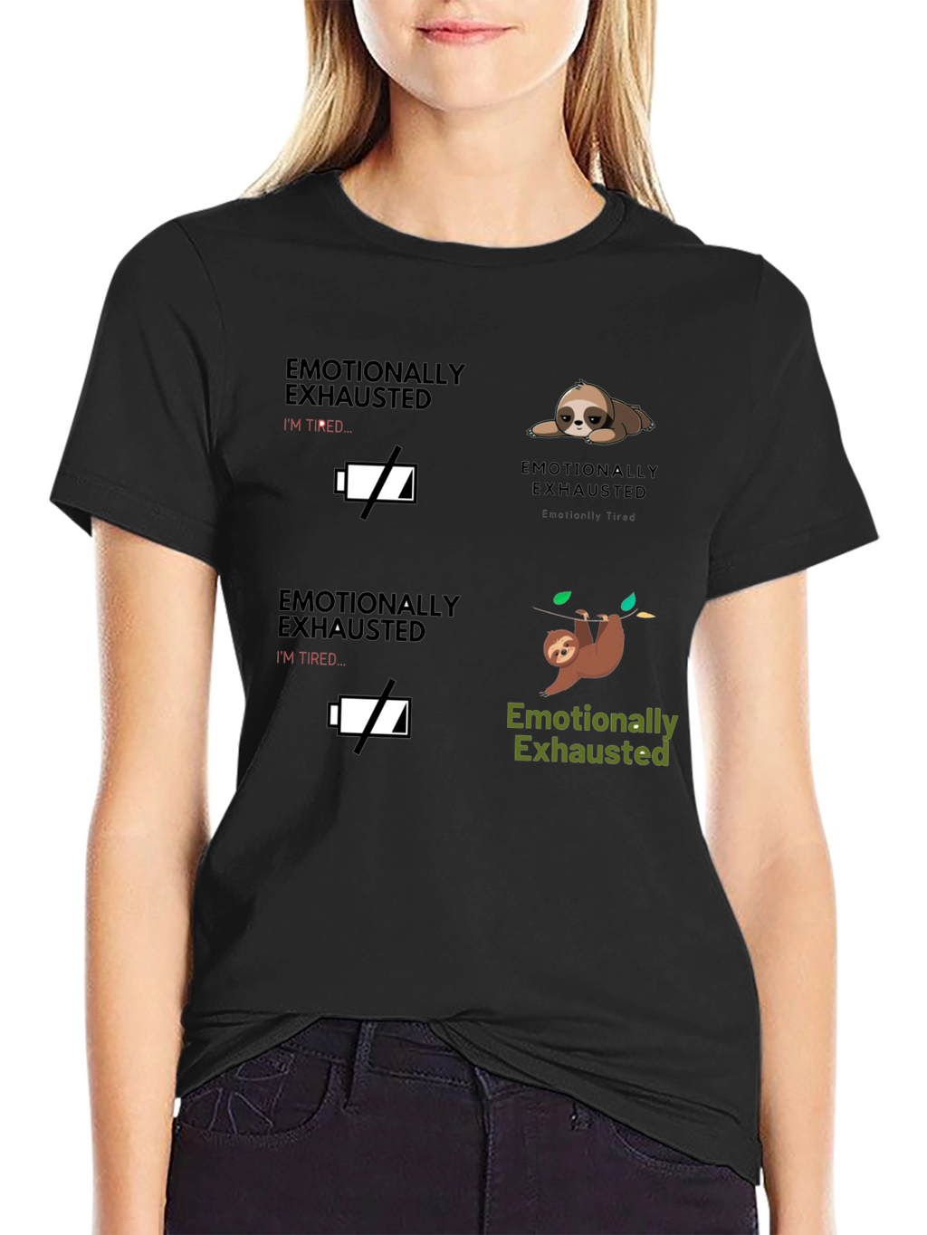 Emotionally Exhausted Sloth Graphic T-Shirt