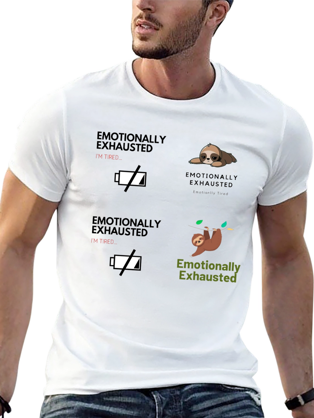 Emotionally Exhausted Sloth Graphic T-Shirt