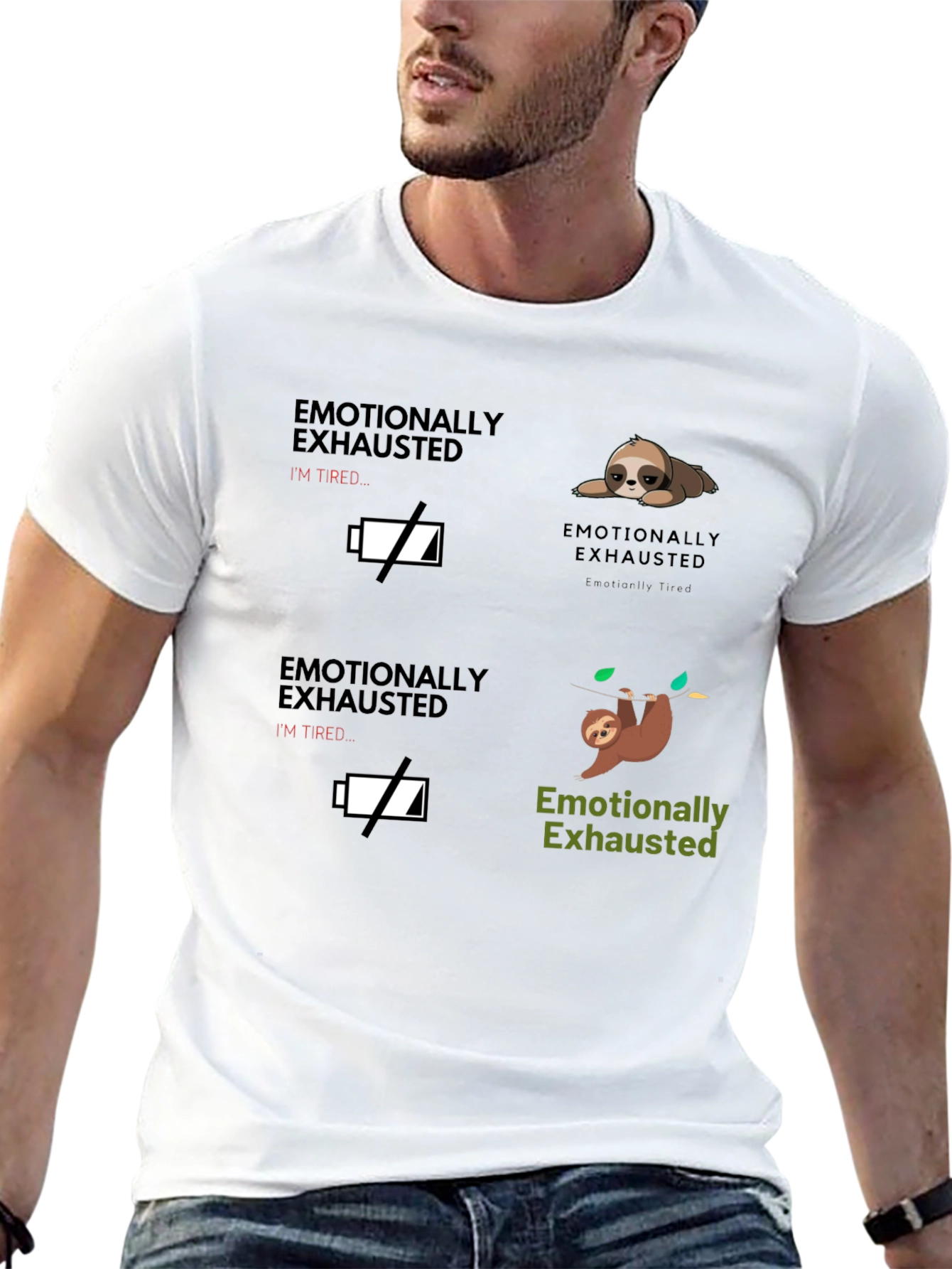 Emotionally Exhausted Sloth Graphic T-Shirt