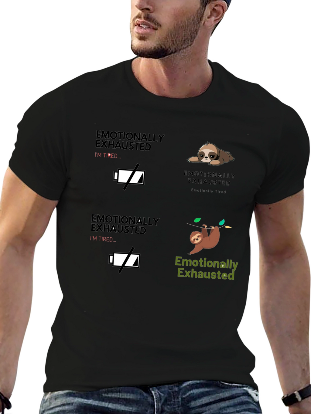 Emotionally Exhausted Sloth Graphic T-Shirt