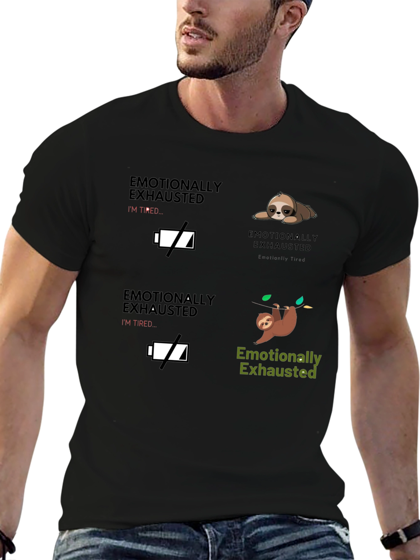 Emotionally Exhausted Sloth Graphic T-Shirt