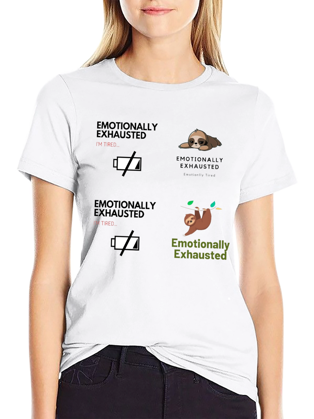 Emotionally Exhausted Sloth Graphic T-Shirt