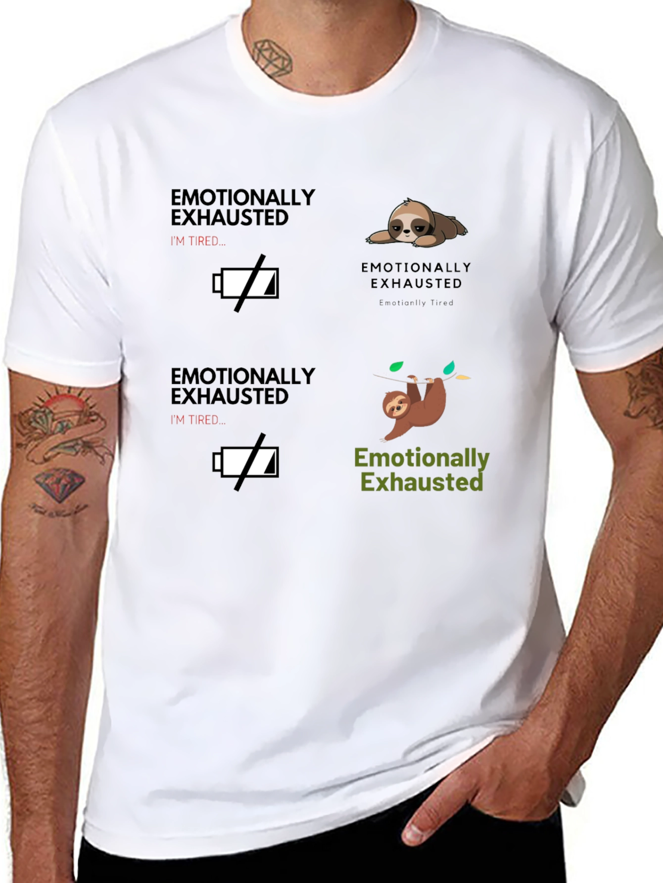 Emotionally Exhausted Sloth Graphic T-Shirt