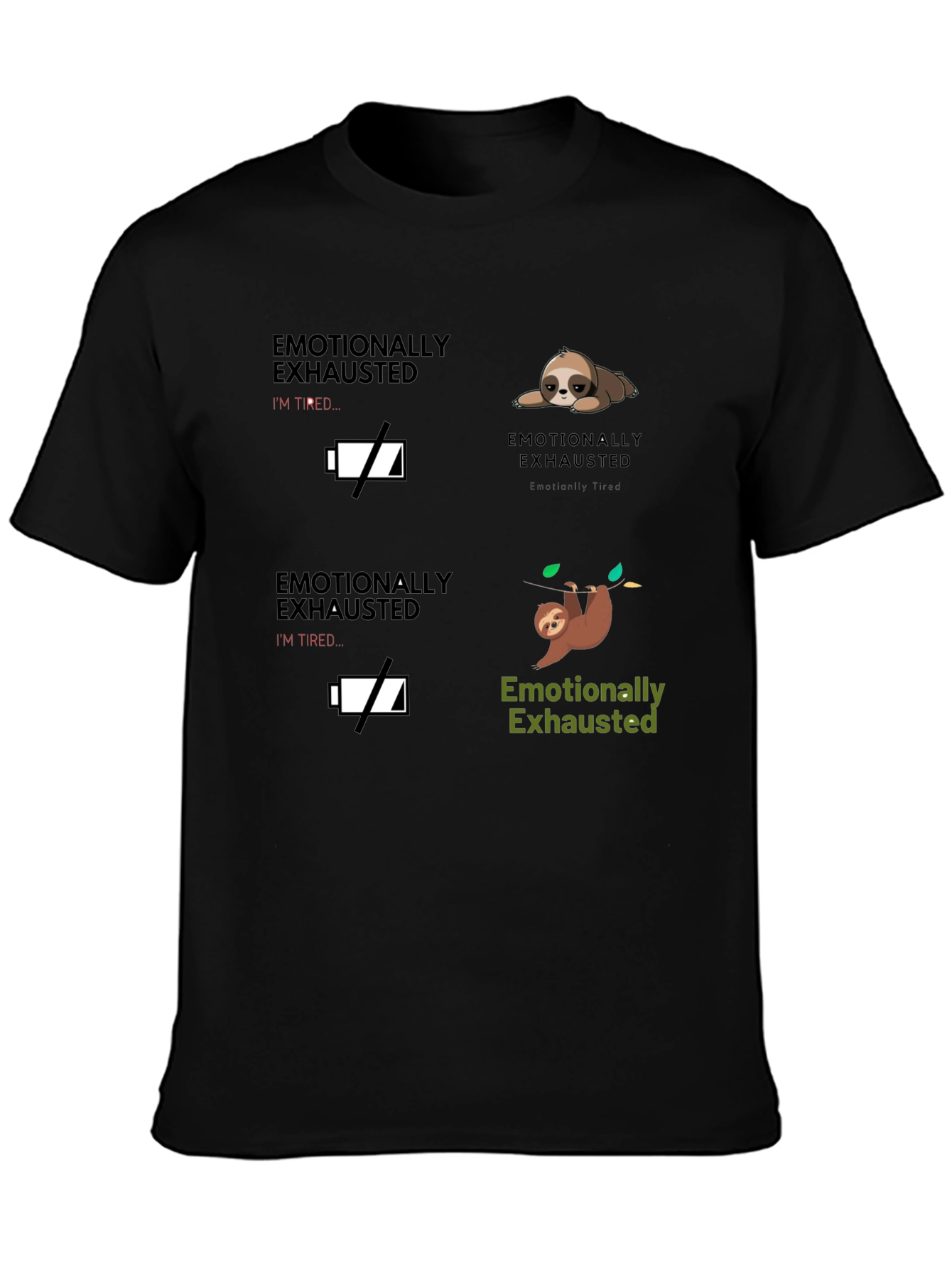 Emotionally Exhausted Sloth Graphic T-Shirt