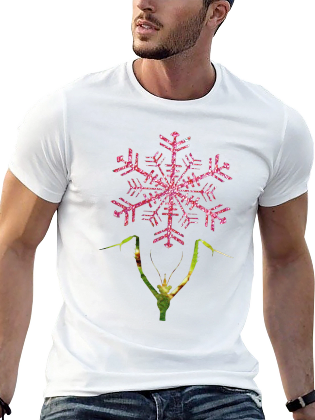 Snowflake Praying Mantis Graphic T-Shirt