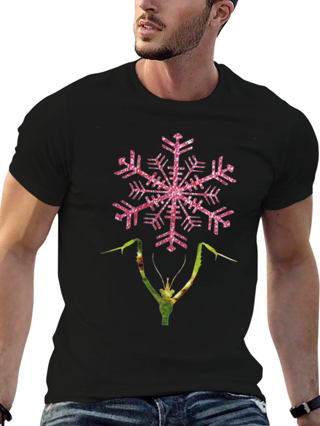 Snowflake Praying Mantis Graphic T-Shirt