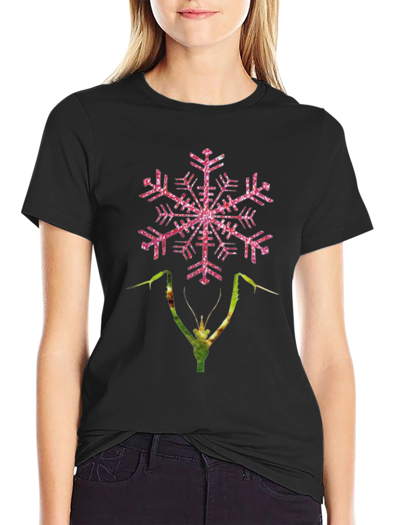 Snowflake Praying Mantis Graphic T-Shirt