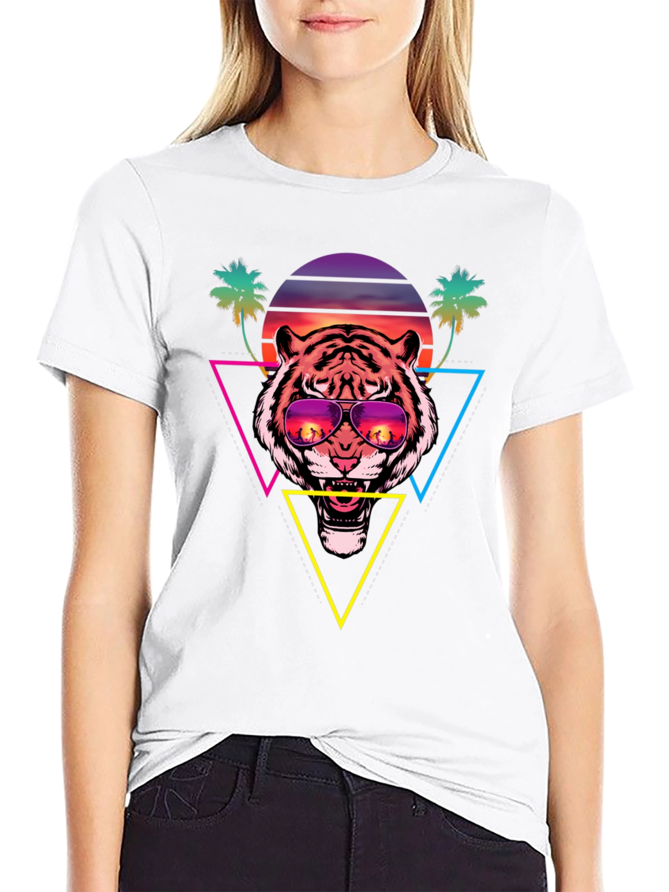 Retro Tiger Graphic Tee - Sunset Vibes