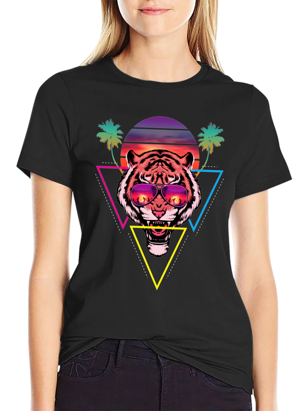 Retro Tiger Graphic Tee - Sunset Vibes