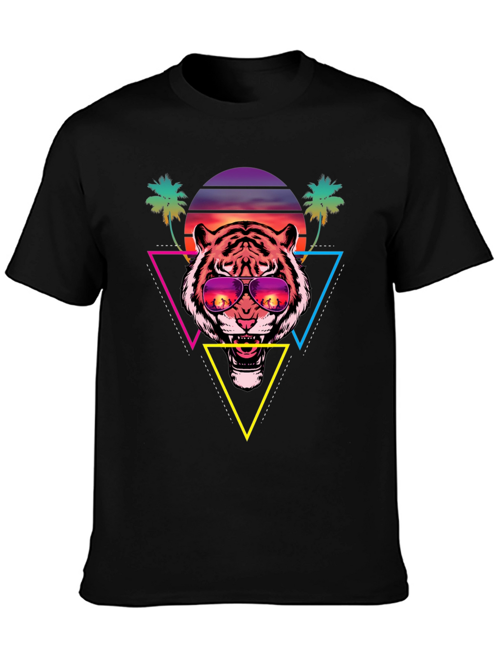 Retro Tiger Graphic Tee - Sunset Vibes