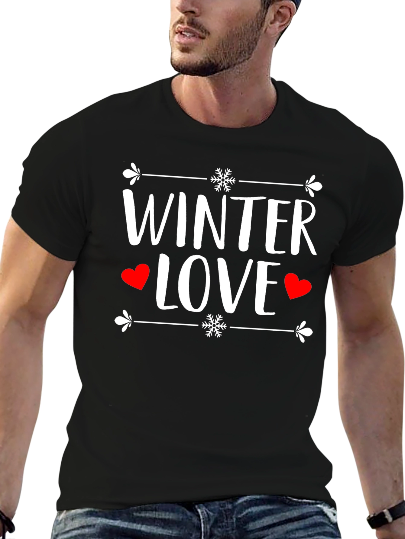 Winter Love Graphic Tee Shirt - Black