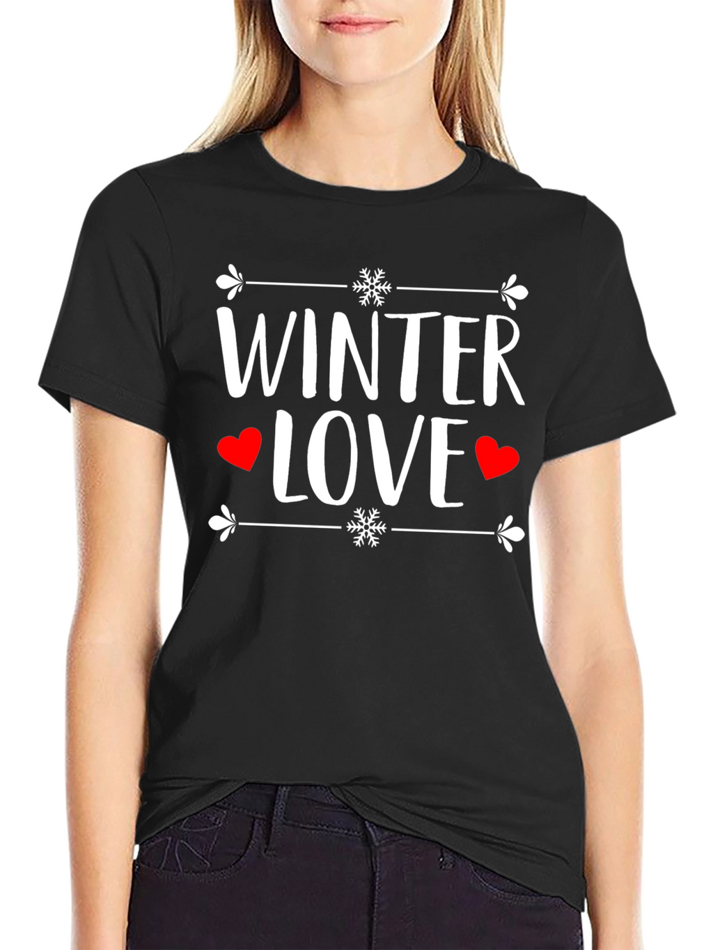 Winter Love Graphic Tee Shirt - Black