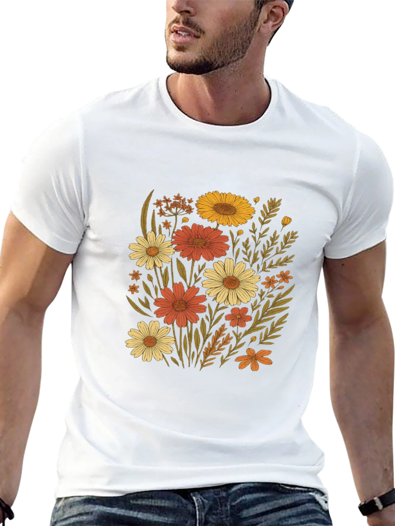 Floral Graphic Print Black T-Shirt
