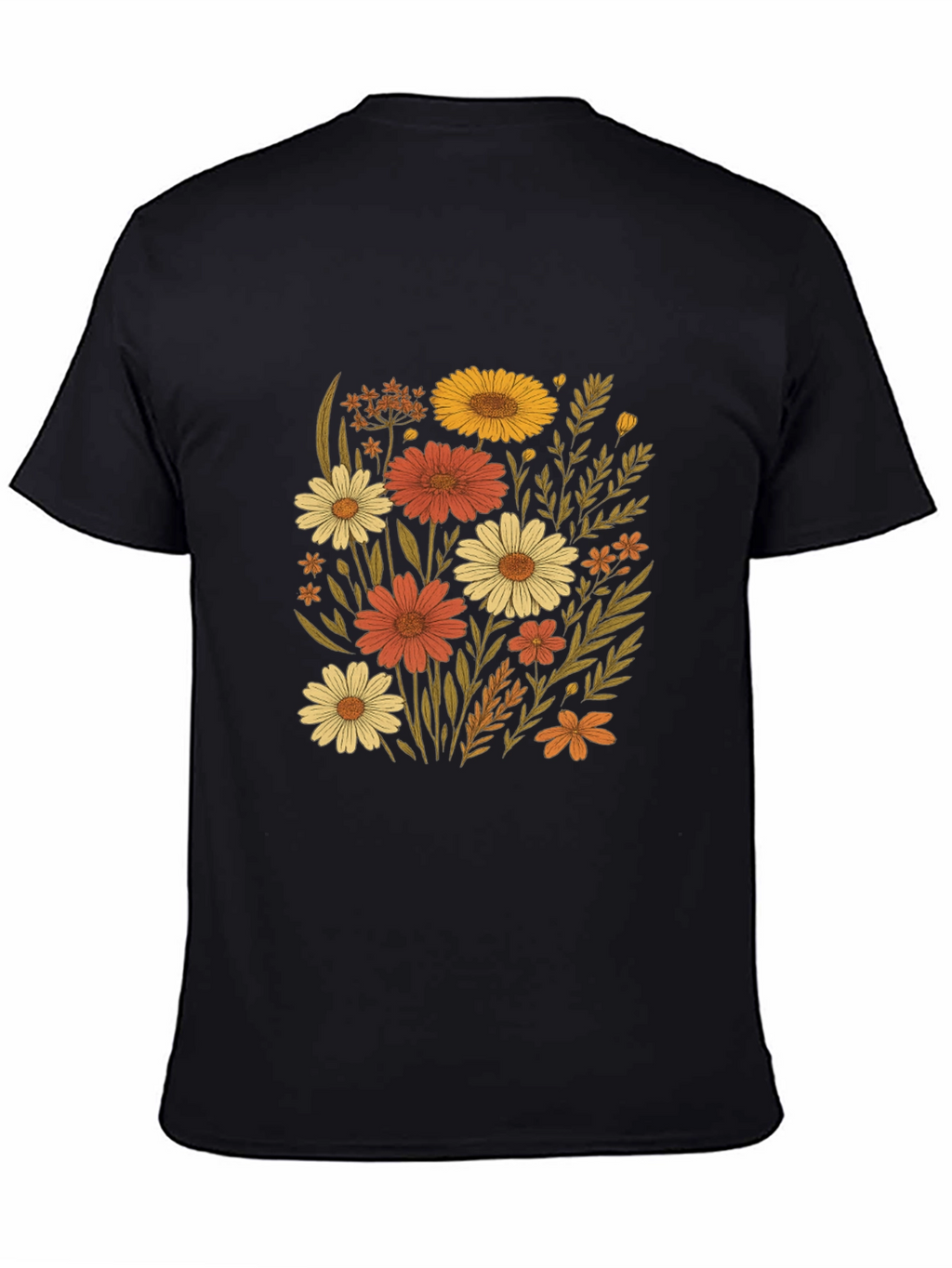 Floral Graphic Print Black T-Shirt