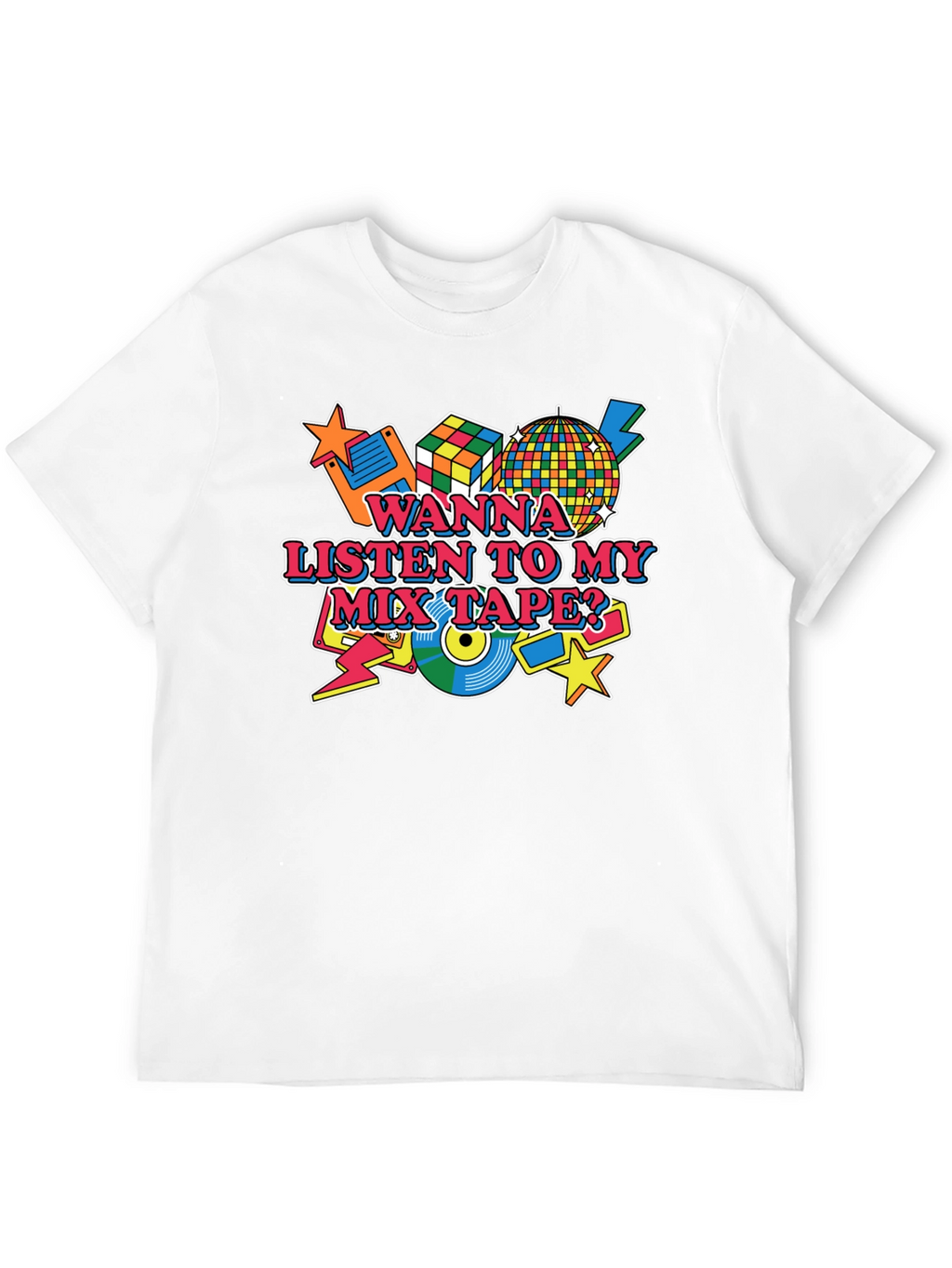 Retro 80s Mix Tape Graphic Tee - Black