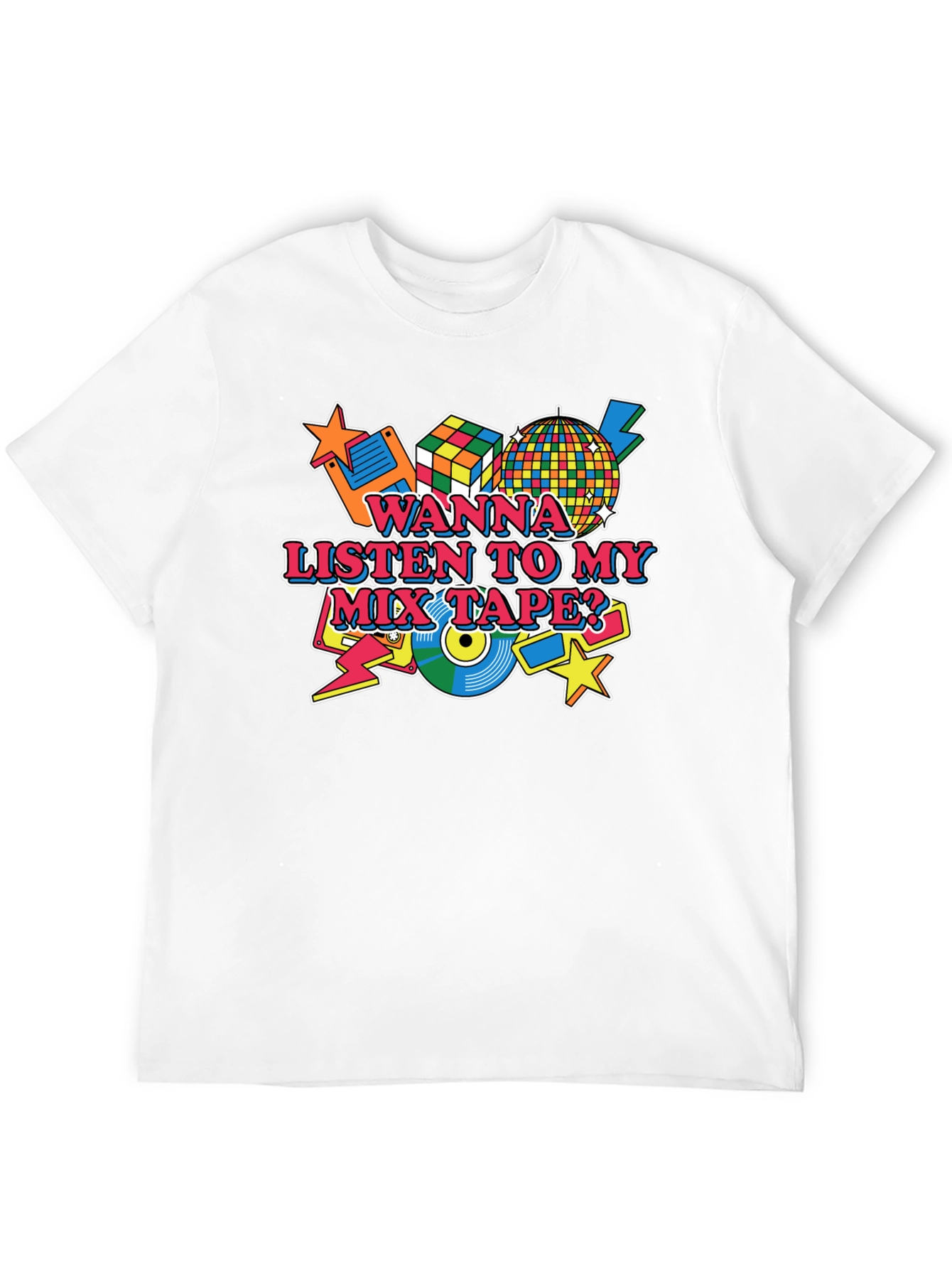Retro 80s Mix Tape Graphic Tee - Black