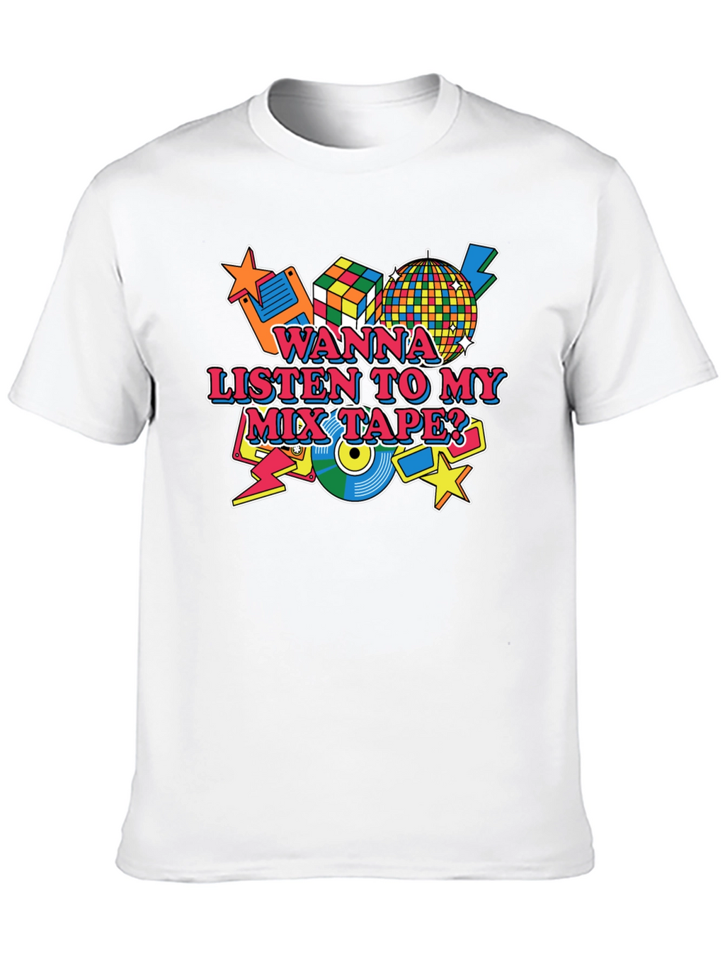 Retro 80s Mix Tape Graphic Tee - Black