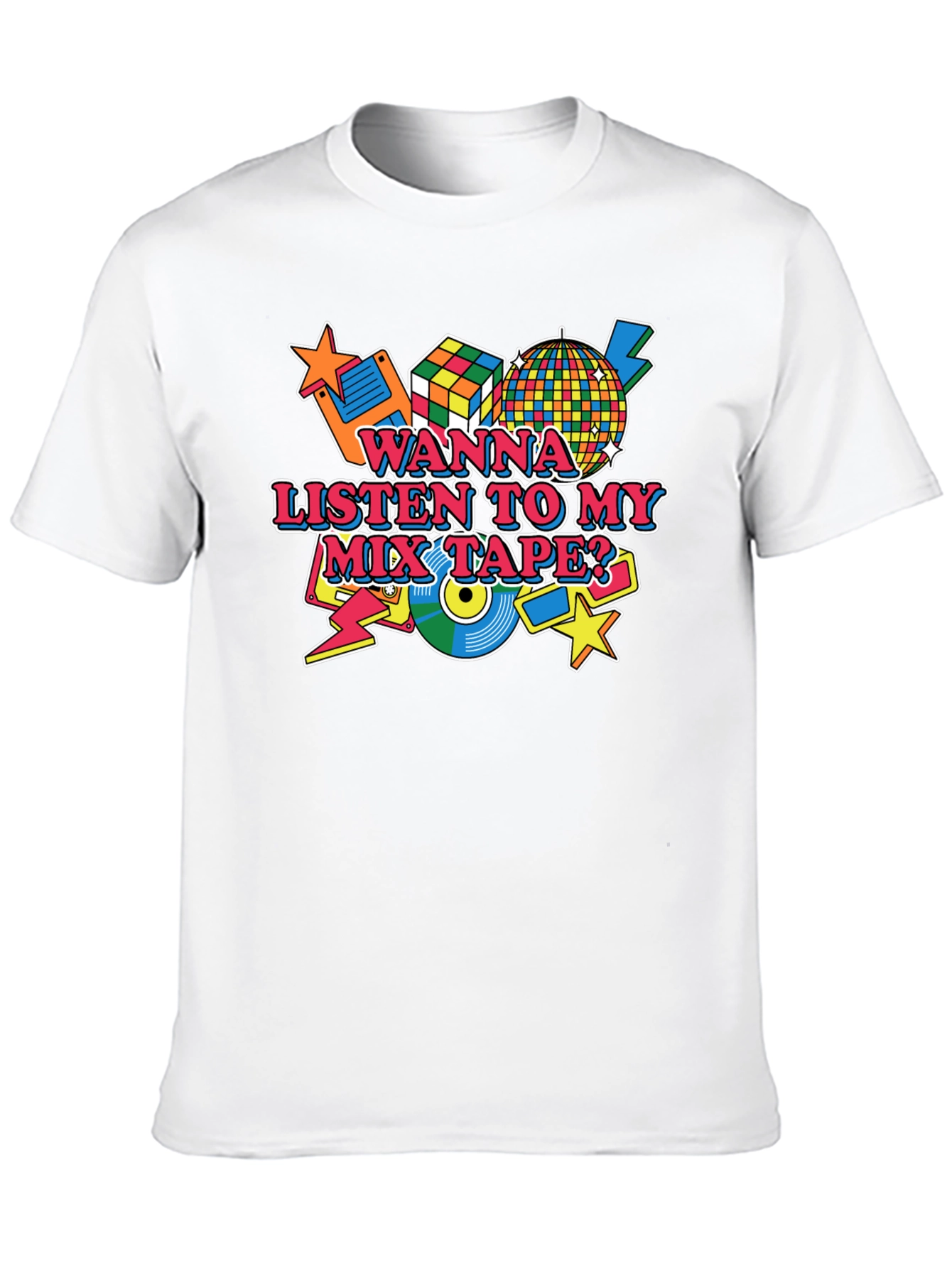 Retro 80s Mix Tape Graphic Tee - Black