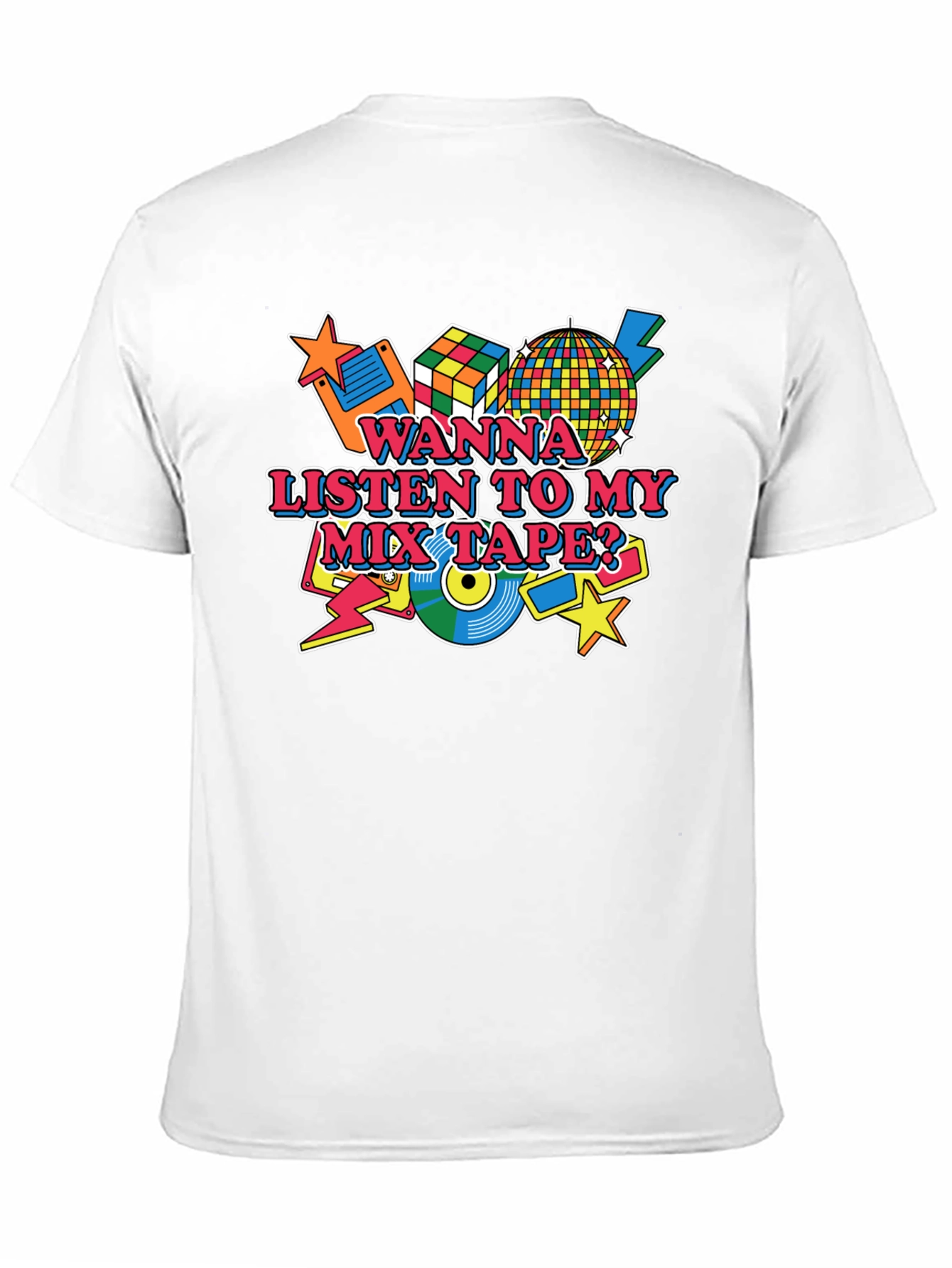 Retro 80s Mix Tape Graphic Tee - Black