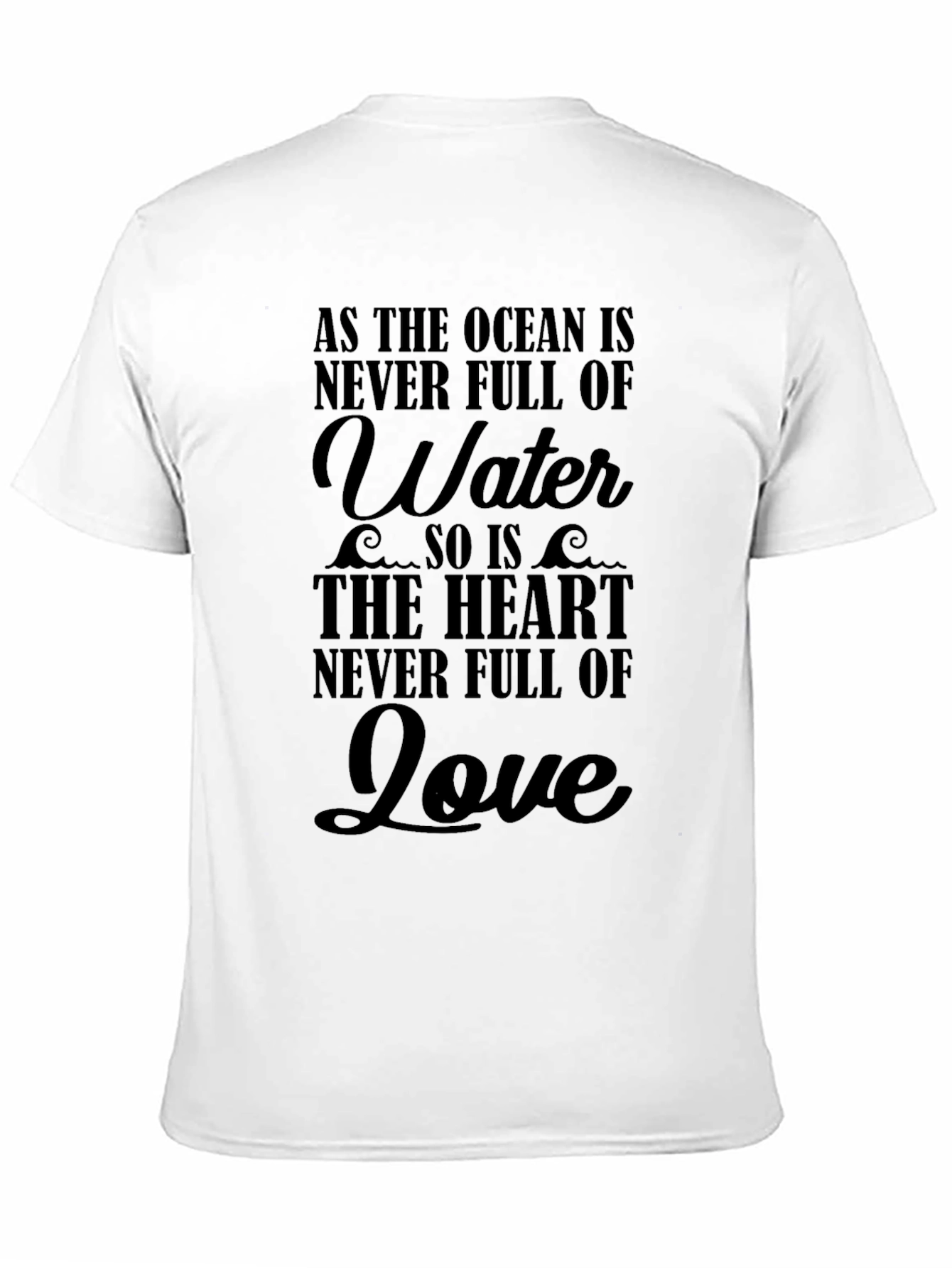 Ocean Heart Love T-Shirt - Black Graphic Tee