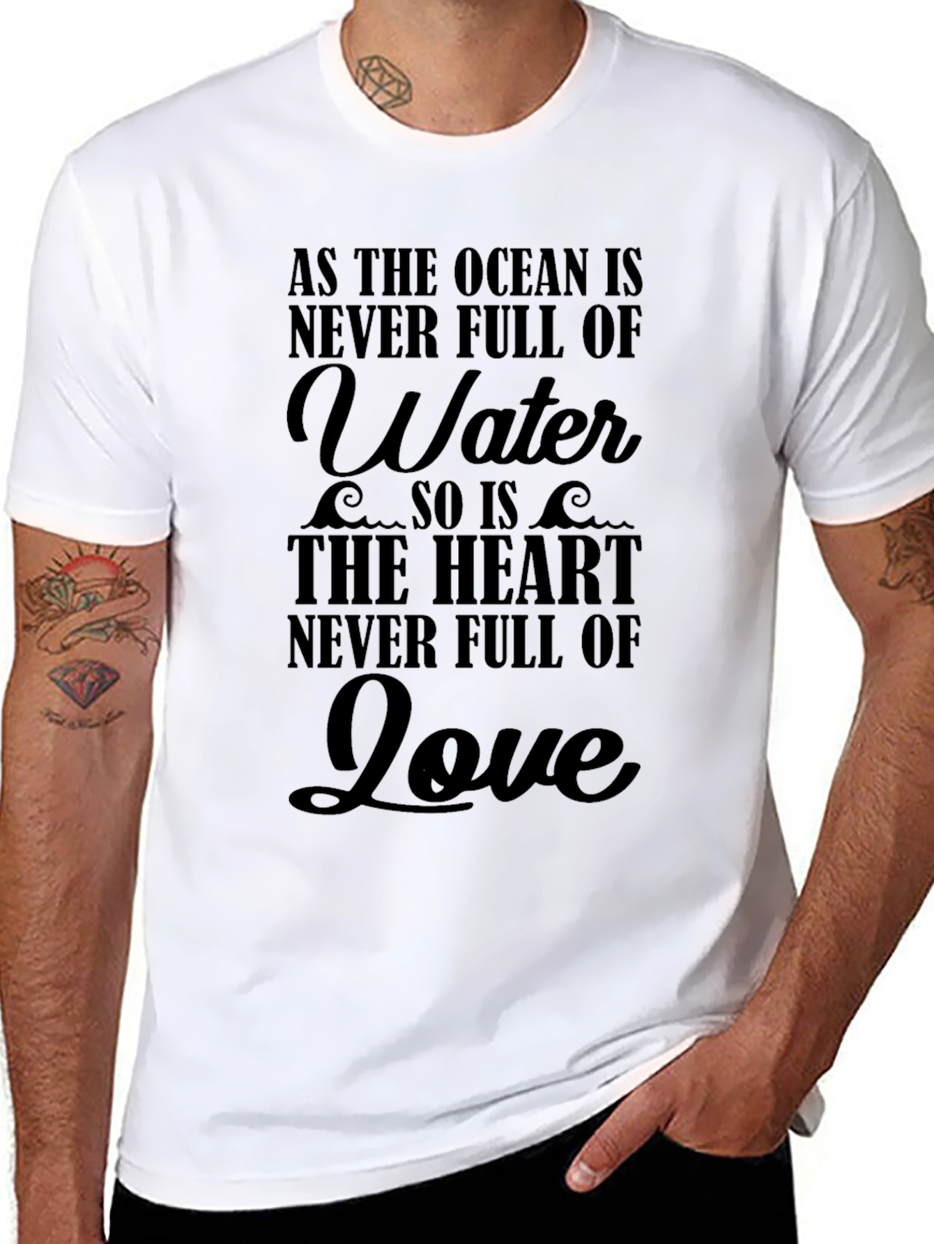 Ocean Heart Love T-Shirt - Black Graphic Tee