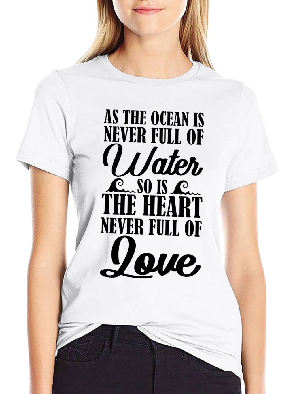 Ocean Heart Love T-Shirt - Black Graphic Tee