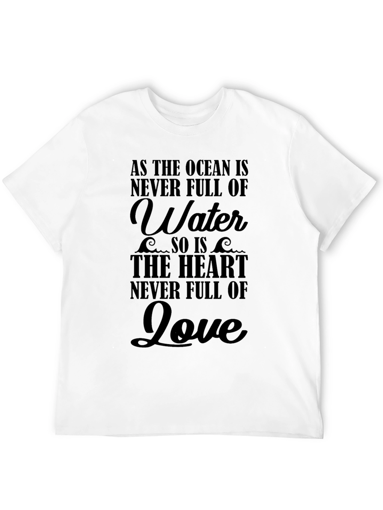 Ocean Heart Love T-Shirt - Black Graphic Tee