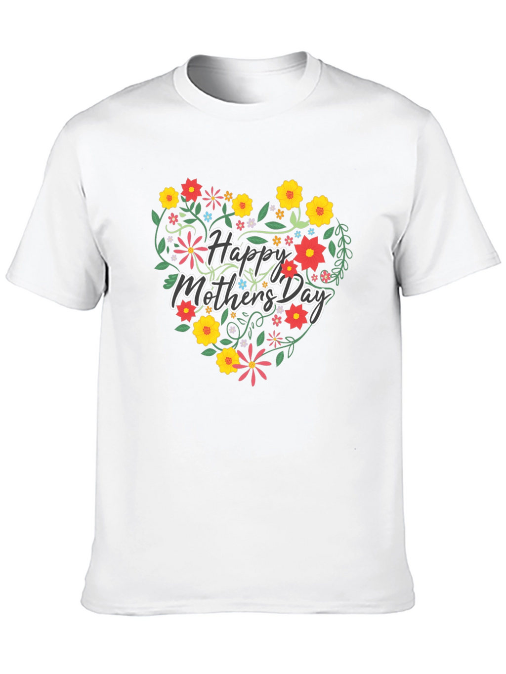 Floral Heart Happy Mothers Day Graphic Tee