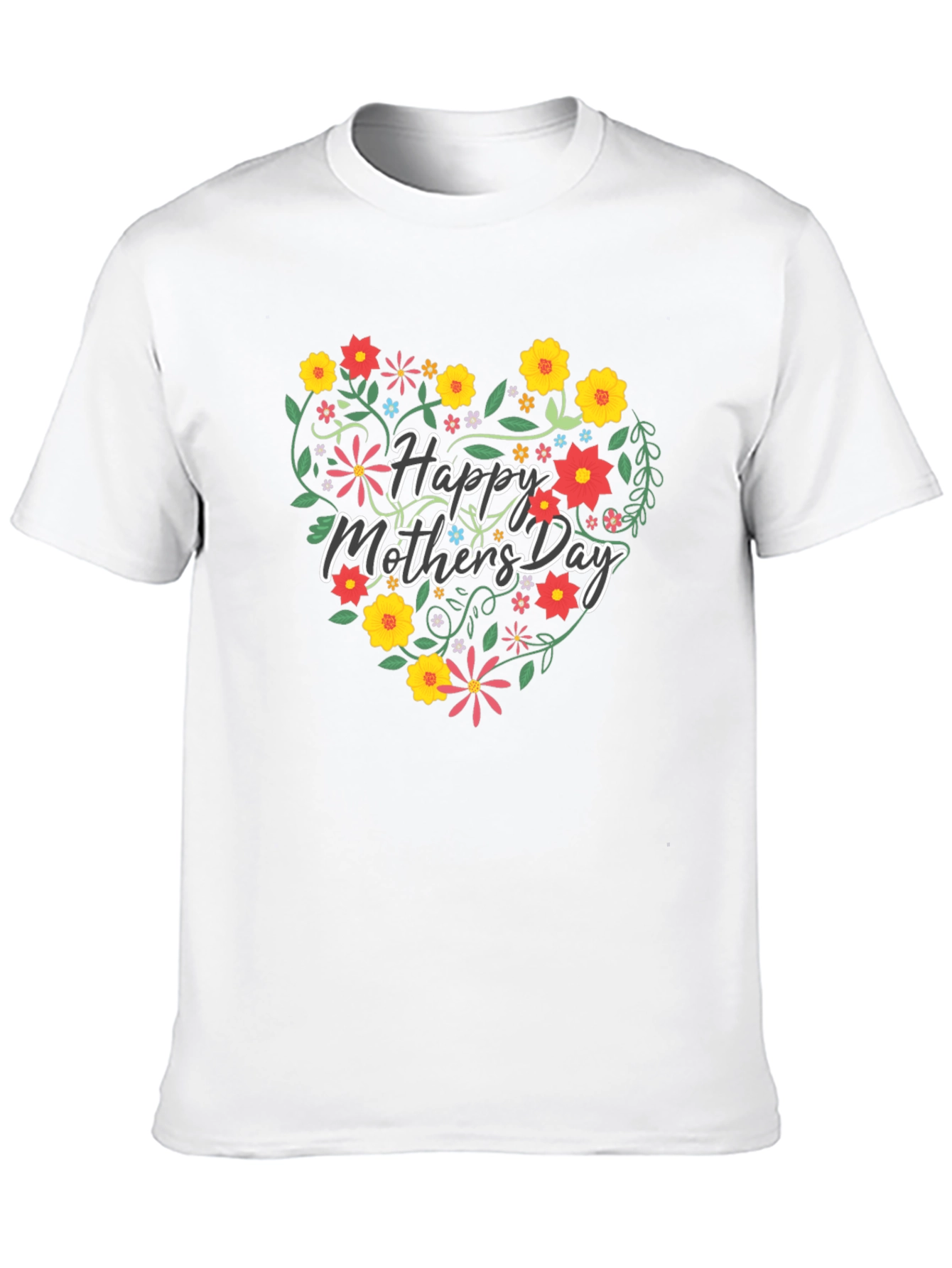 Floral Heart Happy Mothers Day Graphic Tee