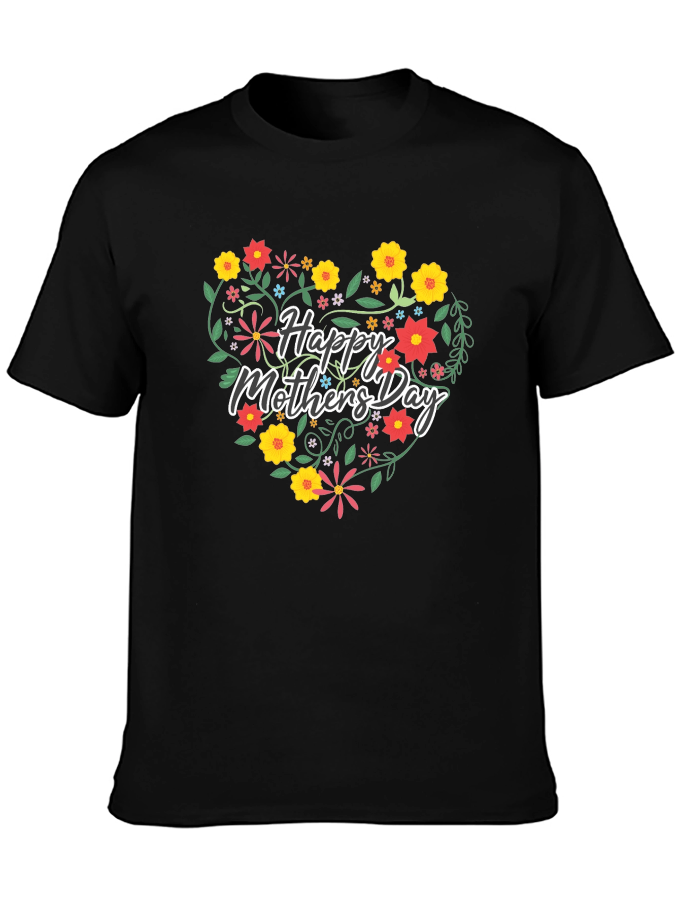 Floral Heart Happy Mothers Day Graphic Tee