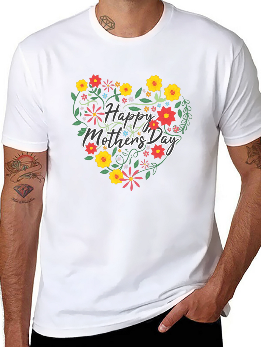 Floral Heart Happy Mothers Day Graphic Tee