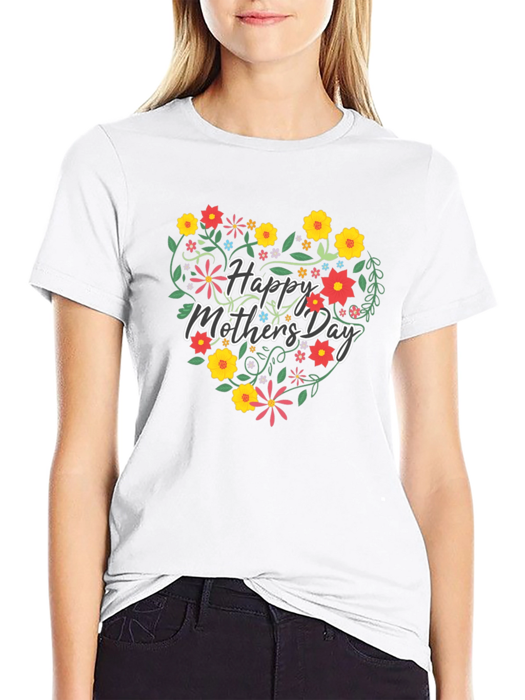 Floral Heart Happy Mothers Day Graphic Tee