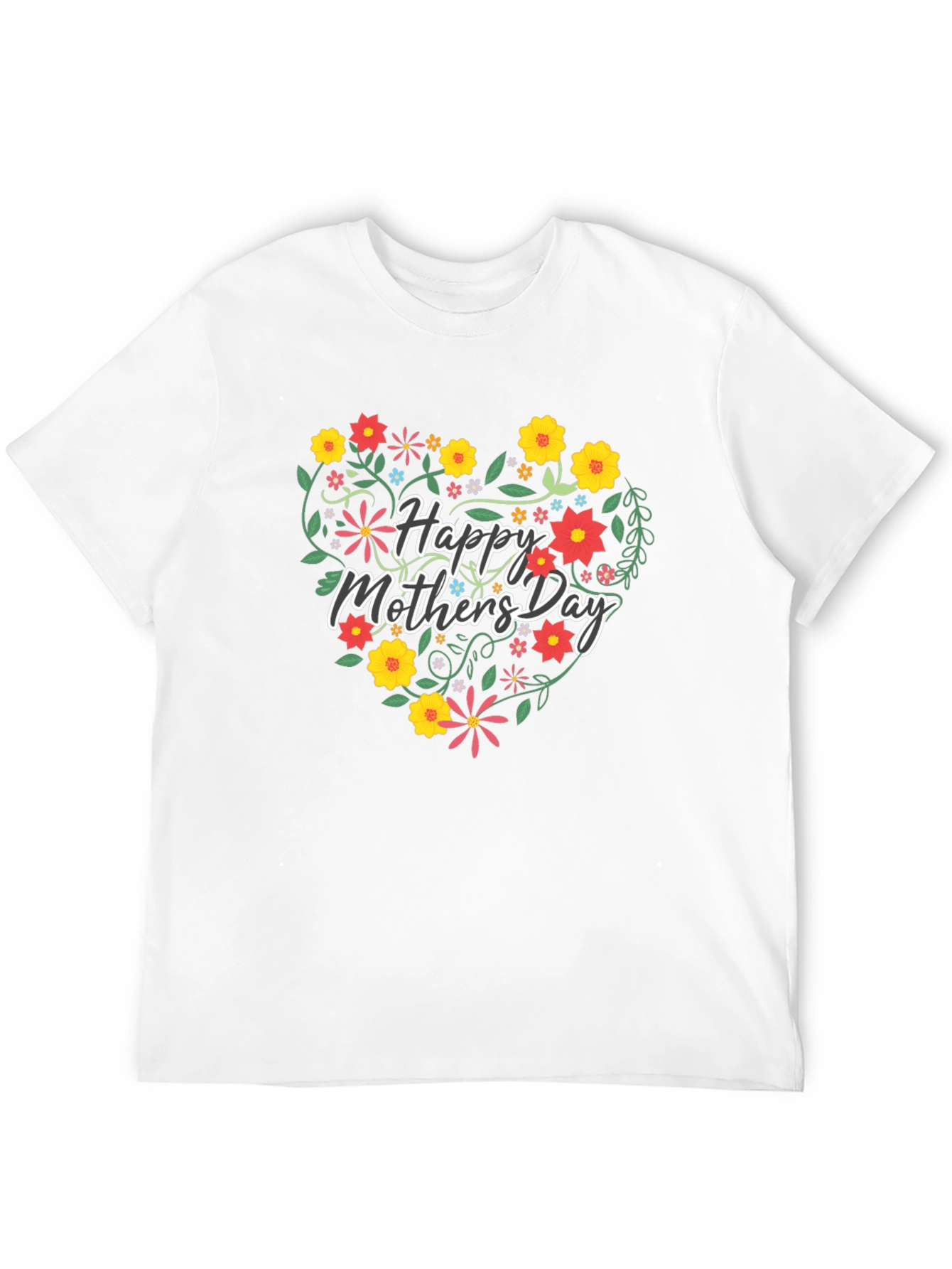 Floral Heart Happy Mothers Day Graphic Tee