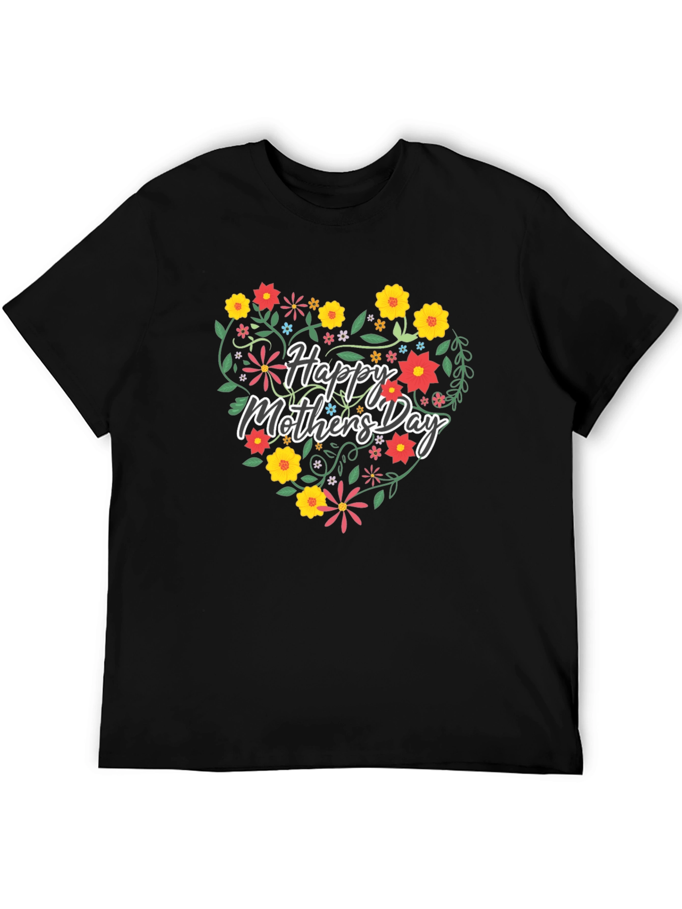 Floral Heart Happy Mothers Day Graphic Tee