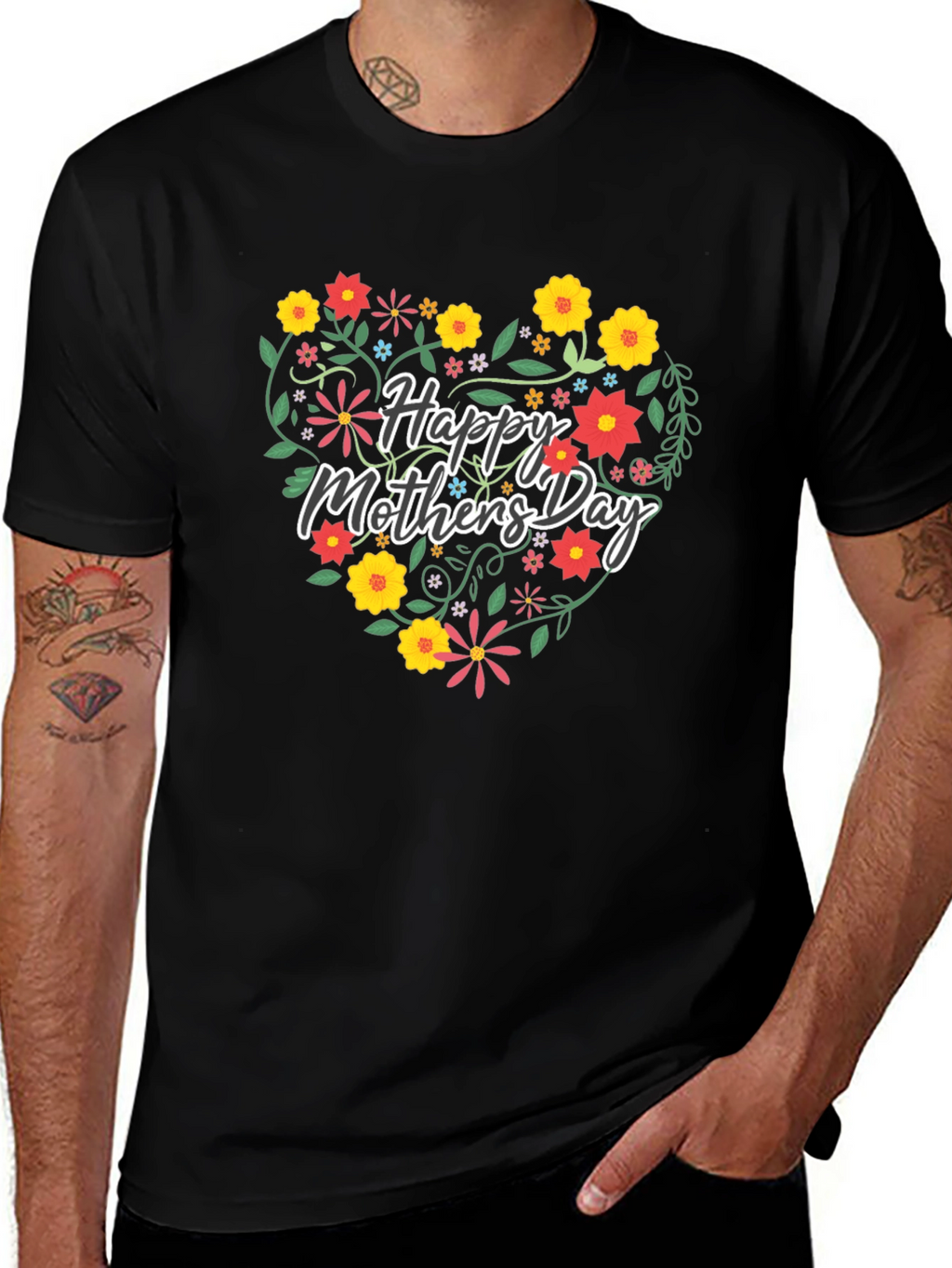 Floral Heart Happy Mothers Day Graphic Tee
