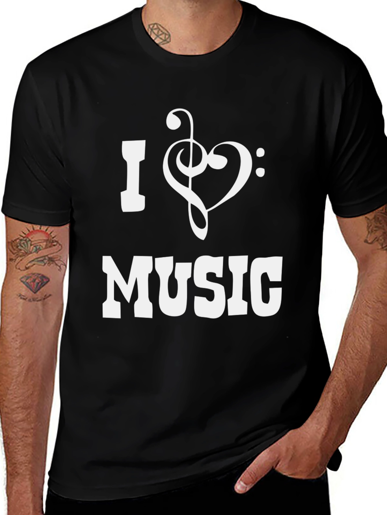 I Heart Music Graphic T-Shirt - Black Cotton Tee