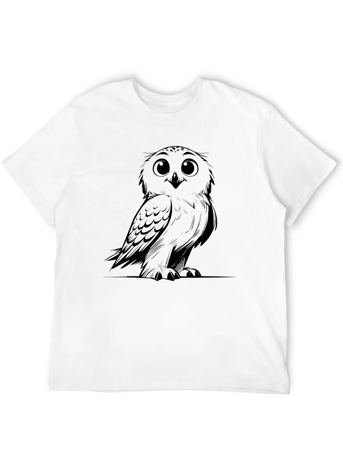 Owl Graphic Print Black Casual Tee