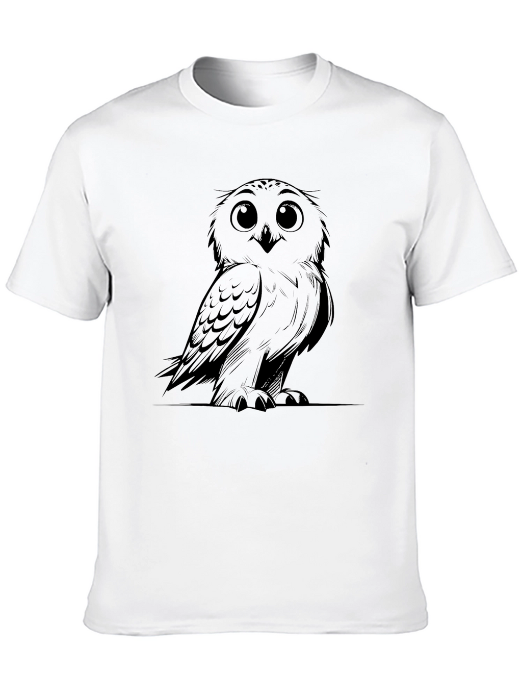 Owl Graphic Print Black Casual Tee