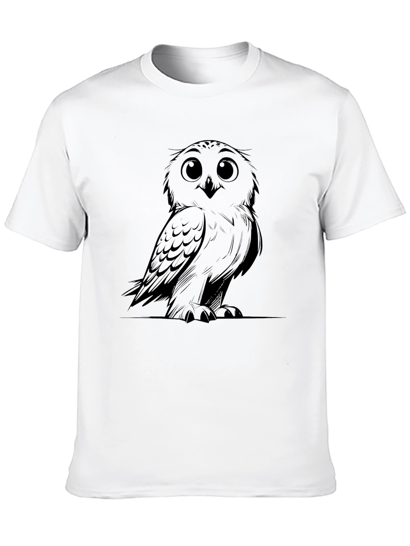 Owl Graphic Print Black Casual Tee