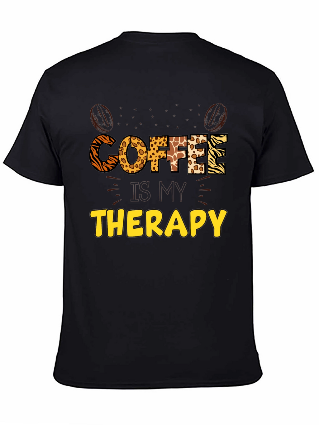 Coffee Therapy Graphic Tee - Animal Print Letters