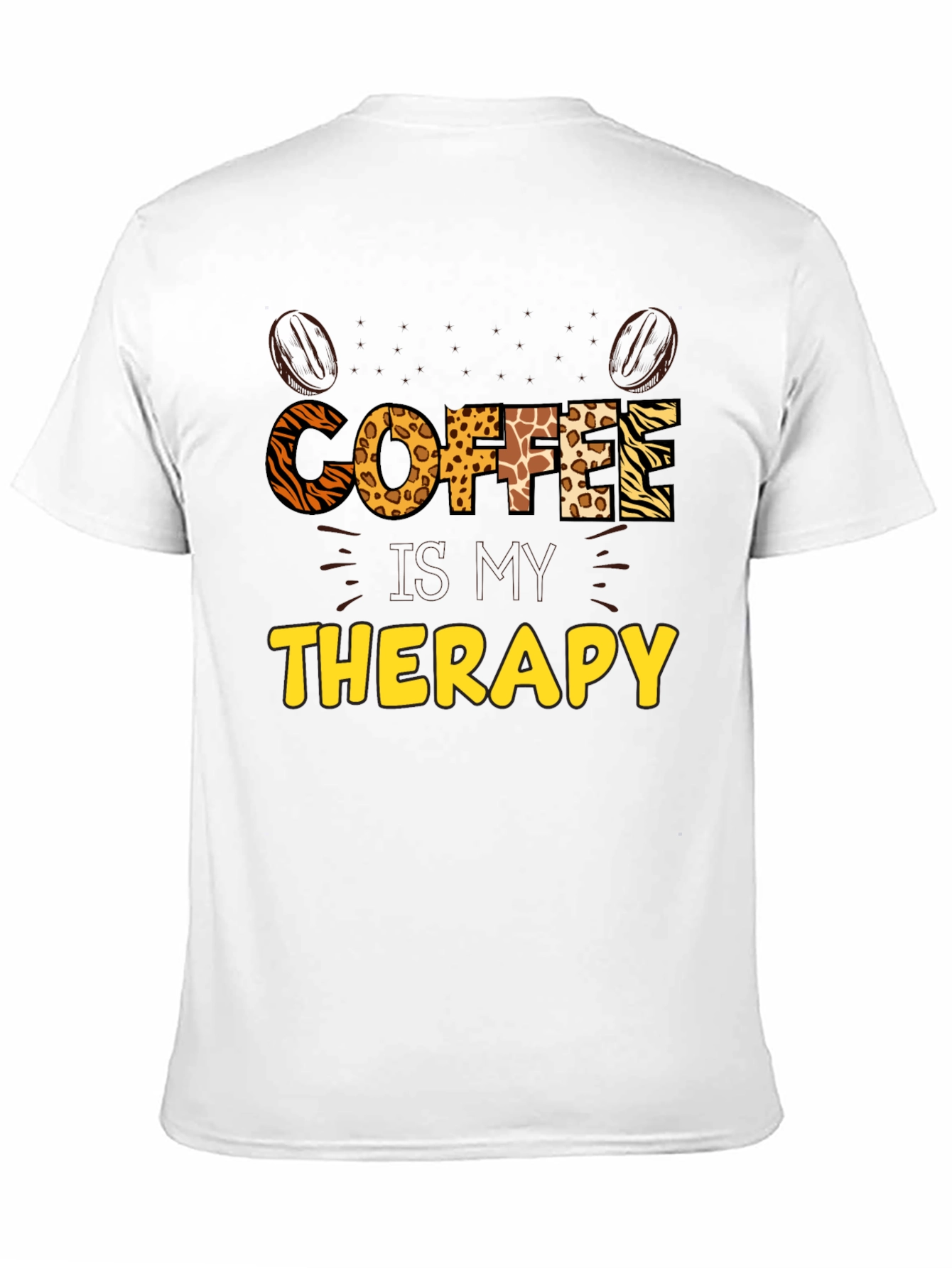 Coffee Therapy Graphic Tee - Animal Print Letters
