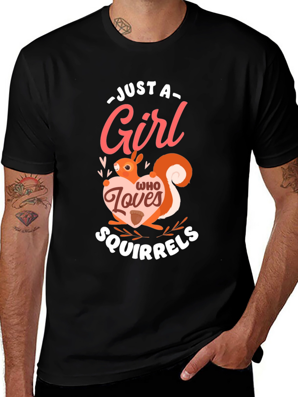 Squirrel Lover Womens Graphic Tee - Black