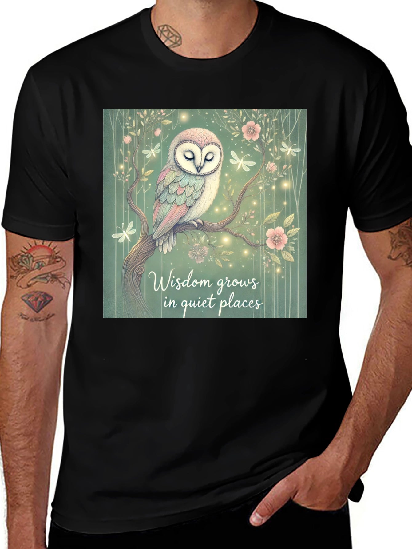 Wisdom Grows Owl Graphic T-Shirt