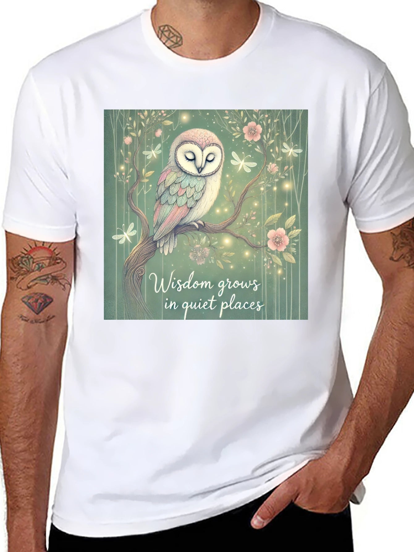 Wisdom Grows Owl Graphic T-Shirt