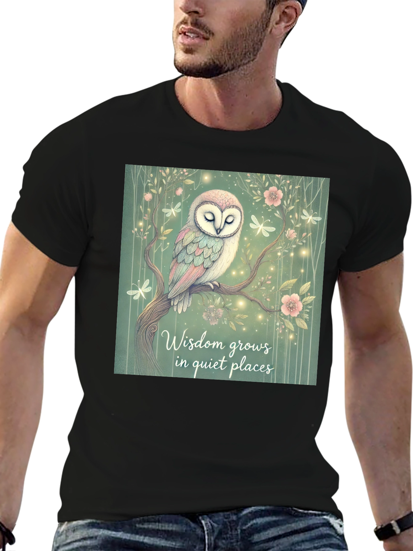 Wisdom Grows Owl Graphic T-Shirt