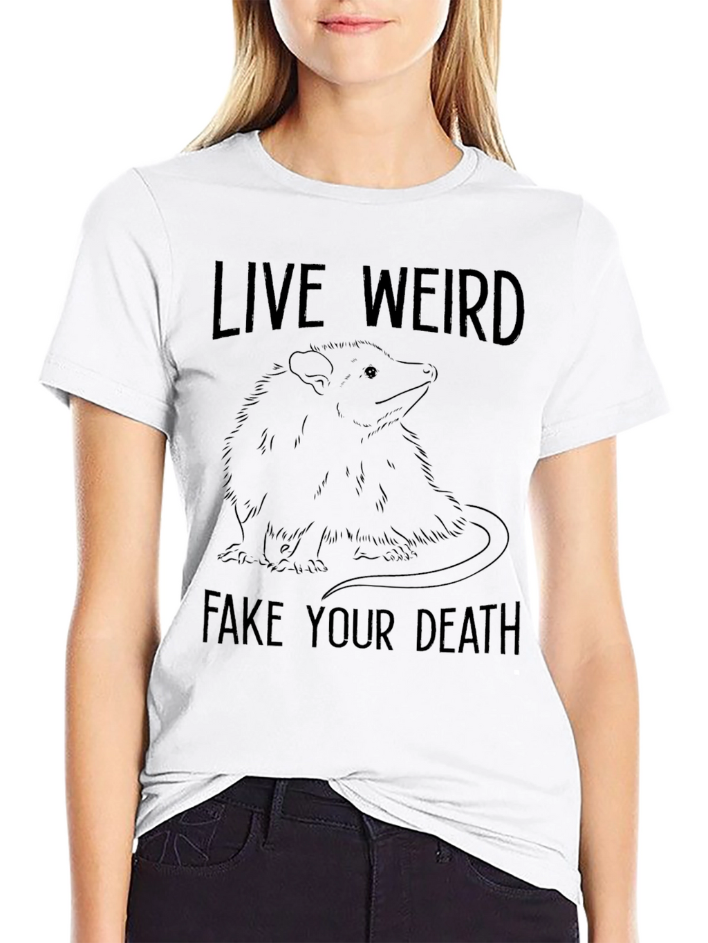 Live Weird Fake Your Death Opossum Graphic Tee