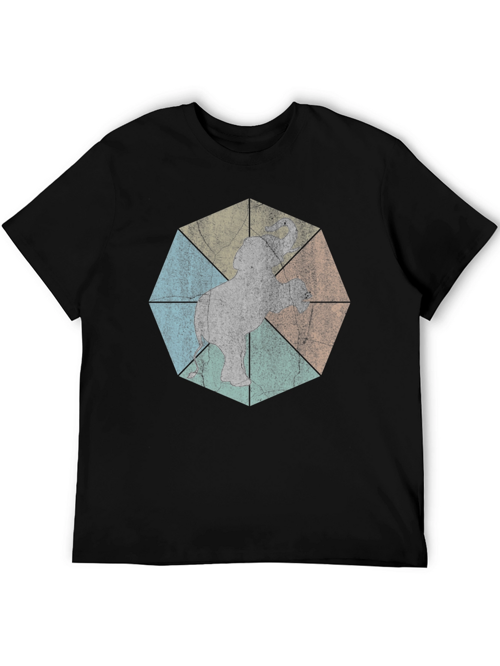 Geometric Elephant Graphic Tee - Trendy Animal Print Shirt