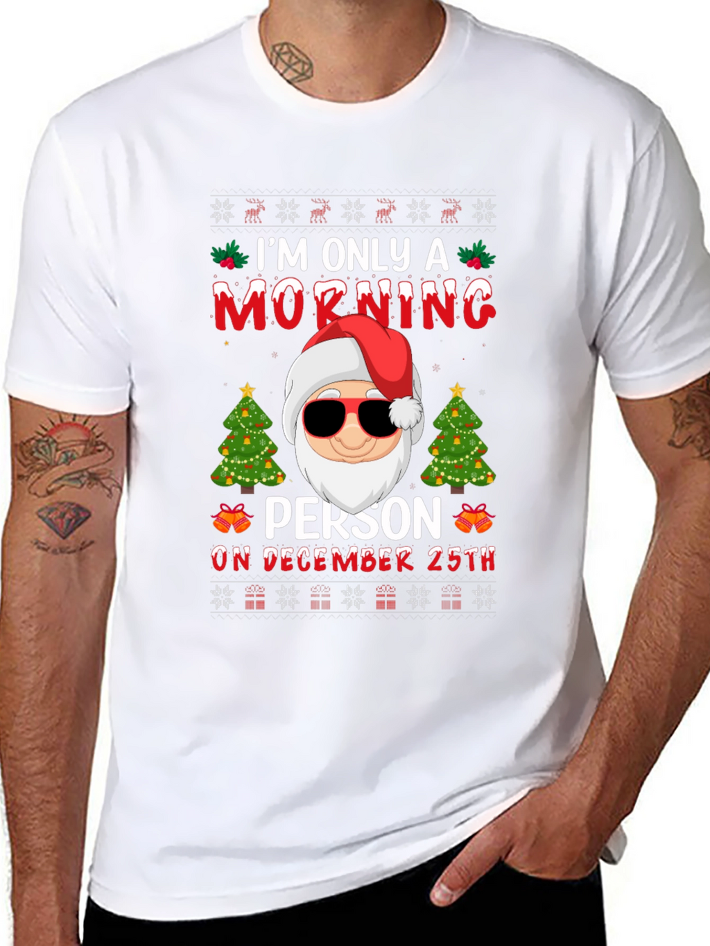 Funny Christmas Santa Morning Person Graphic T-Shirt