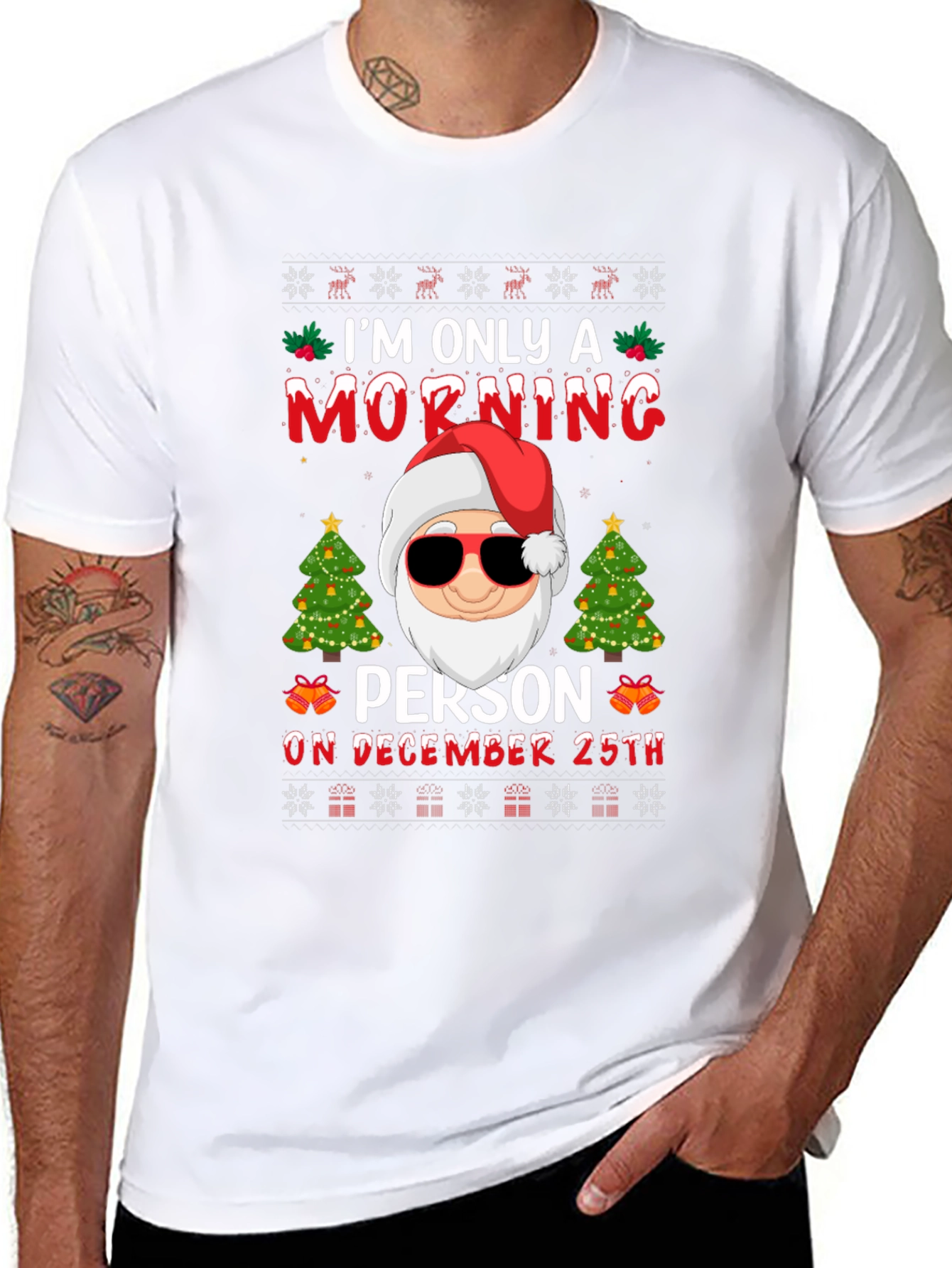 Funny Christmas Santa Morning Person Graphic T-Shirt