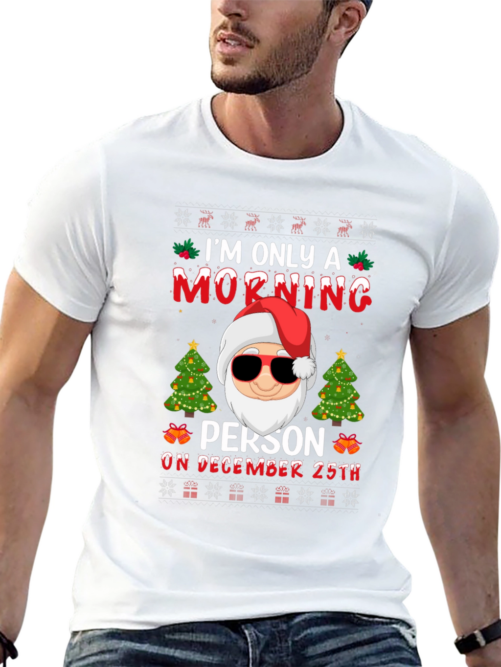 Funny Christmas Santa Morning Person Graphic T-Shirt